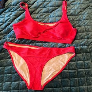 Red two piece bikini